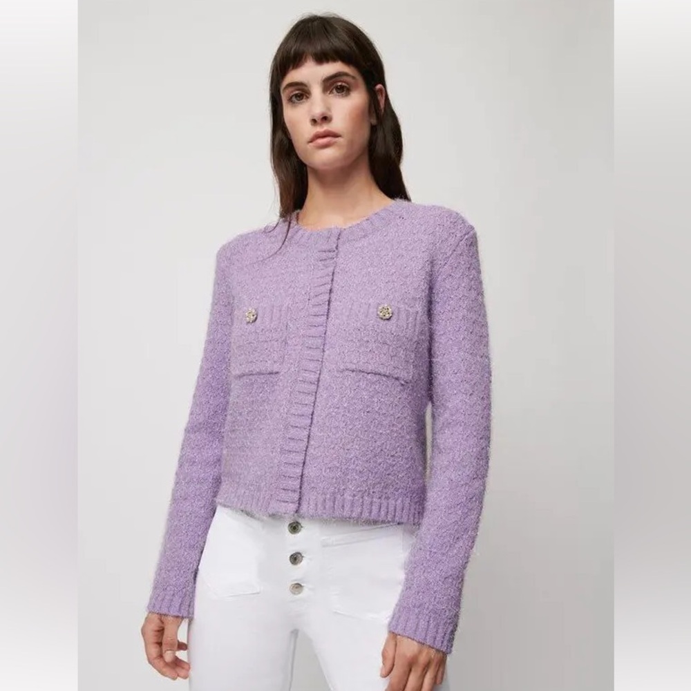 Maje Lilac Textured Cardigan